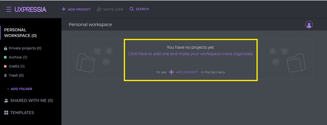 Create a project in personal workspace